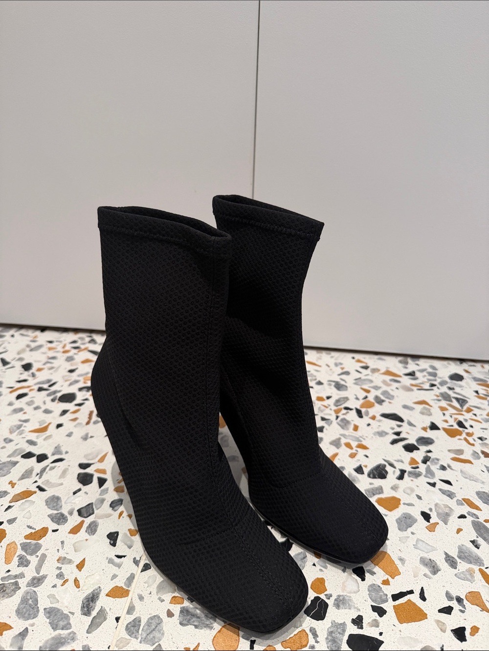 L'INTERVALLE Black Knit Sock Ankle Booties